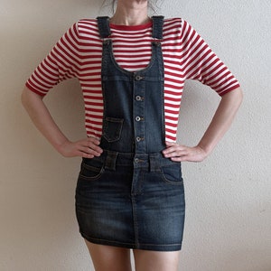Blue Denim Jumper Dress Overall Oversized Bib Dress Cotton Jeans Sarafan Mini Skirt Skirtalls Grunge Jumpsuit Hipster Small Size