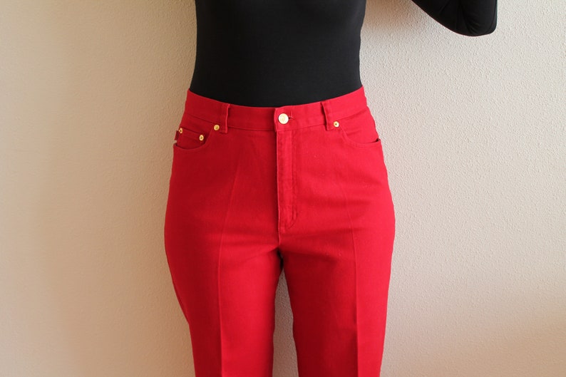 Ralph Lauren Pants Red Pants Red Women's Pants Red Denim Etsy
