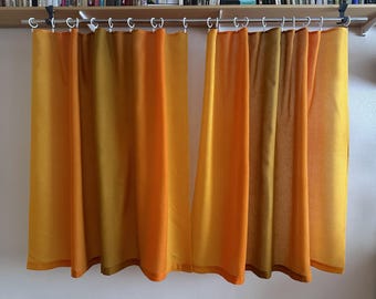 Set of 2 Curtain Panel Vintage Woven Fabric Yellow Orange Scandinavian Design Window Valance Decorative Curtains Vintage Home Decor