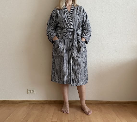 Marimekko Bath Robe Vintage Dressing Gown Terry W… - image 1