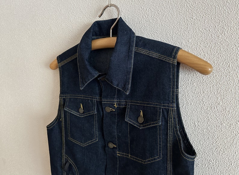 Blue Denim Vest Blue Cotton Vests Blue Jean Waistcoat Metal Buttons Unisex Country Western Boho Sleeveless Denim Jacket image 5