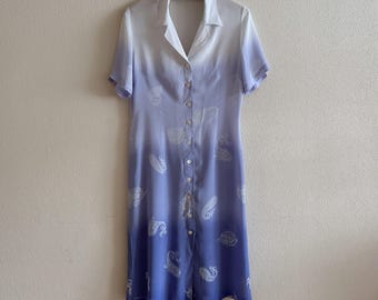 country casuals dresses Vintage Country Casuals Dress Purple Batik Women's Dress Short Sleeve  Button up Summer Dress