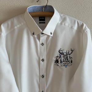Camicia Trachten Bianca Camicia Dirndl da uomo Olymp Camicia Loden tedesca in cotone Folk Oktoberfest Suoni musicali tradizionali bavaresi tirolesi