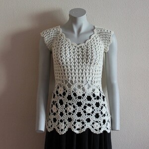 White Top White Crochet Top Boho Hippie Sexy Crocheted Top Elegant and Romantic Summer Top Small Size