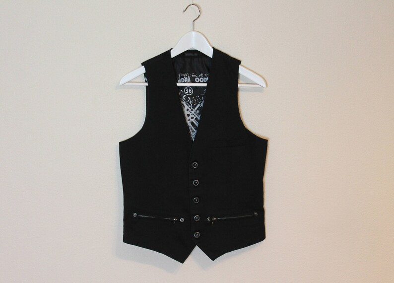 Men/'s Vest Black Vest Black Gentlemen/'s Waistcoat Cotton Vest Formal Fitted Edwardian Victorian Renaissance Steampunk Baroque Small Size