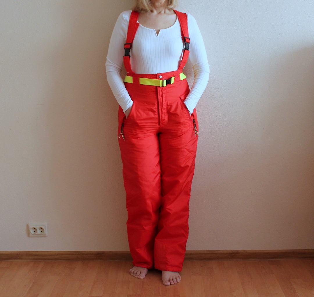 Red Ski Pants Vintage Ski Pants One Piece Ski Suit Retro Overalls