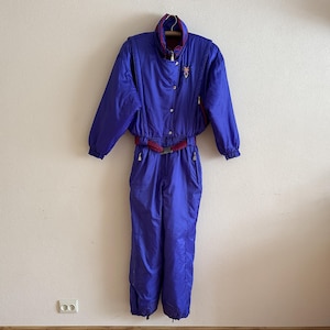 Vintage RAI SKI Ski Suit 80s/90s Purple One Piece Snowsuit Retro Belted Ski Overall Apres Ski Winter Suit Women’s M/L image 5