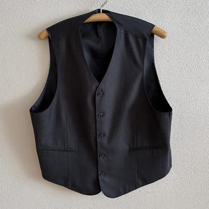 vintage C & A Canda gilet noir gilet de costume classique boutonné sur le devant gilet élégant superposition de pièce pour hommes taille 54C