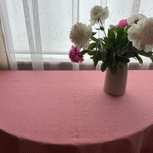 Vintage Tablecloth Round Tablecloth Pink Cotton Tablecloth Scandinavian Design Table Decor Made in Denmark