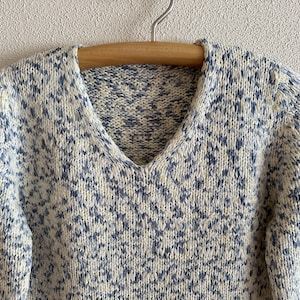 Strickpullover Weiß Blau Oversized Strick Slouchy Pullover Cardigan Vintage Pullover Damen Pullover Pullover V Ausschnitt Pullover Mittlerer Größe