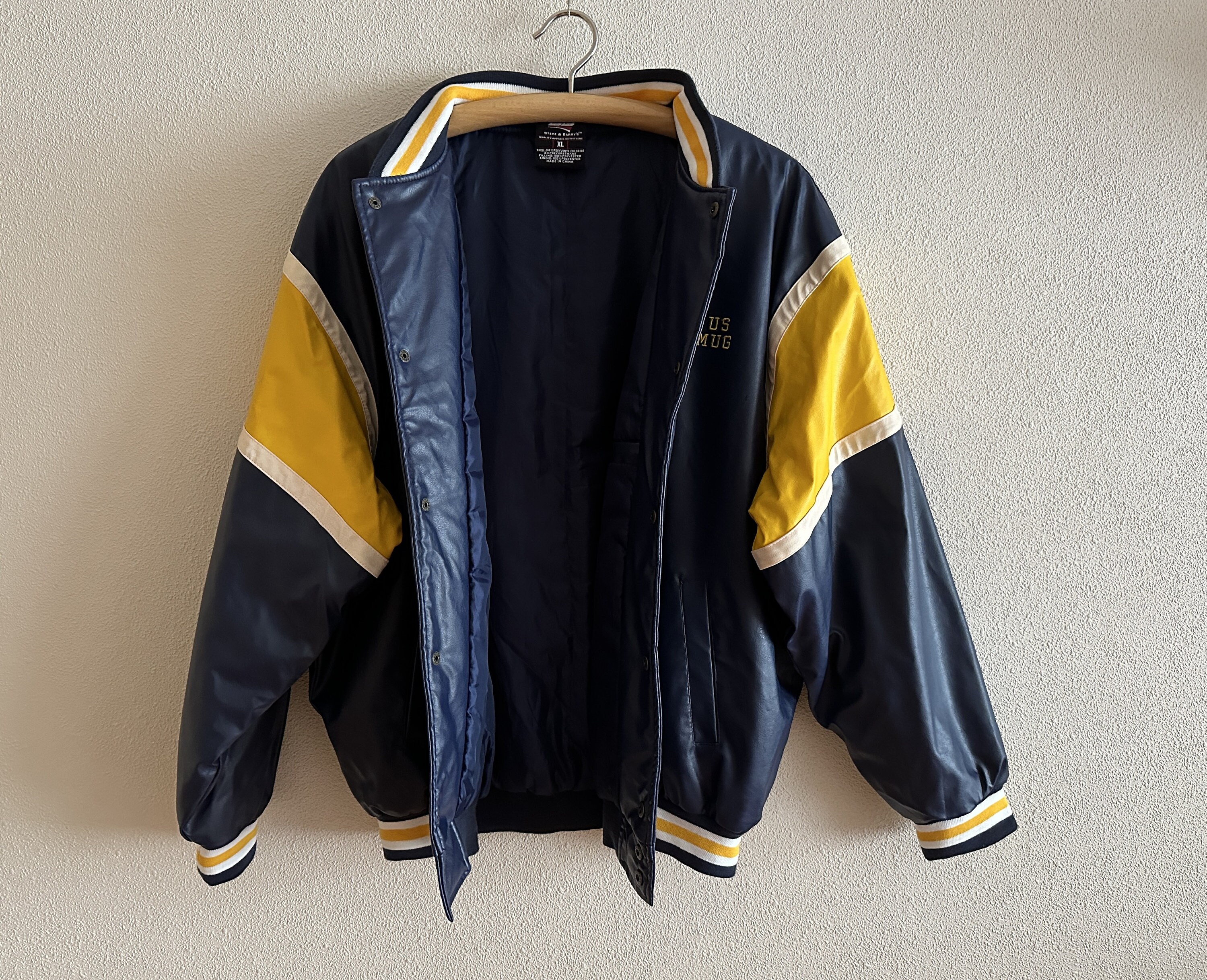 STEVE&BARRY’S / スタジャン/L/ポリエステル/NVY Steve & Barry's Varsity Jacket Blue Yellow Bomber Jacket