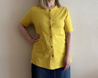 MARIMEKKO カーディガン マスタードイエロー コットンジャケット