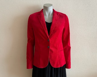 Womens Blazer Micro Corduroy Jacket Vintage Blazer Red Women Blazer Classic Women's Jacket Long Sleeve Blazer