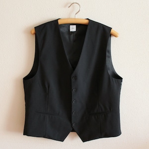 Men&#39;s Vest Black Vest Black Gentlemen&#39;s Waistcoat Black Striped Wool Mens Vest Fitted Waistcoat Edwardian Victorian Renaissance Steampunk