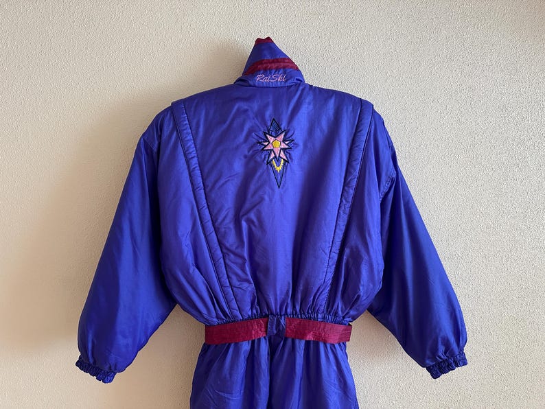 Vintage RAI SKI Ski Suit 80s/90s Purple One Piece Snowsuit Retro Belted Ski Overall Apres Ski Winter Suit Women’s M/L image 8