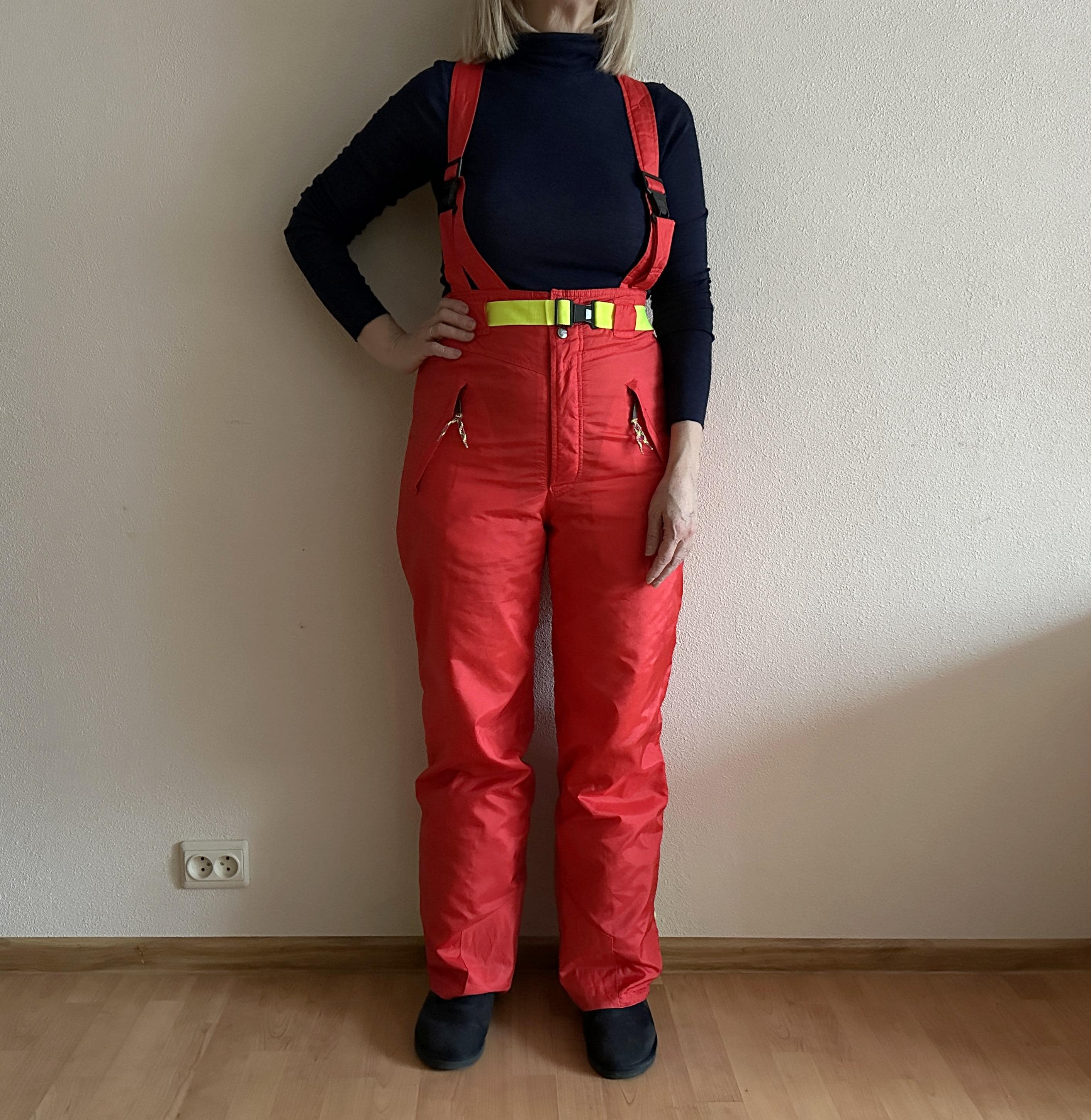 ’80s seiller スキーウェア ノルディック ビブショーツタイプ レトロ Vintage 80s Red Ski Pants Bib Everest Take off Mountain Wear