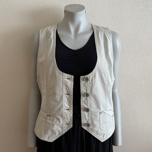 Women's Vest Beige Vest Beige Women Waistcoat Fitted Cotton Waistcoat Large Size