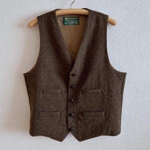 Vintage Irish Tweed Wool Vest by John Hanly Made in Ireland Men&#39;s Brown Waistcoat Pure Wool Vest Classic Heritage Style