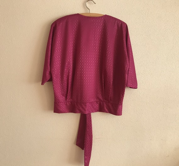 Vintage 80s Purple Women's Jacket Midriff Tied Sh… - image 10