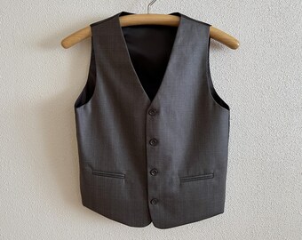 Vintage Brown Tailored Vest Classic Waistcoat Minimalist Neutral Suit Vest Timeless Menswear Unisex Layering Piece