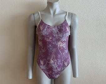 One Piece Swimsuit Retro Bodysuit Purple Abstract Print Swimsuit One Piece Bathing Suit Vintage Swimwear Swimming Suits