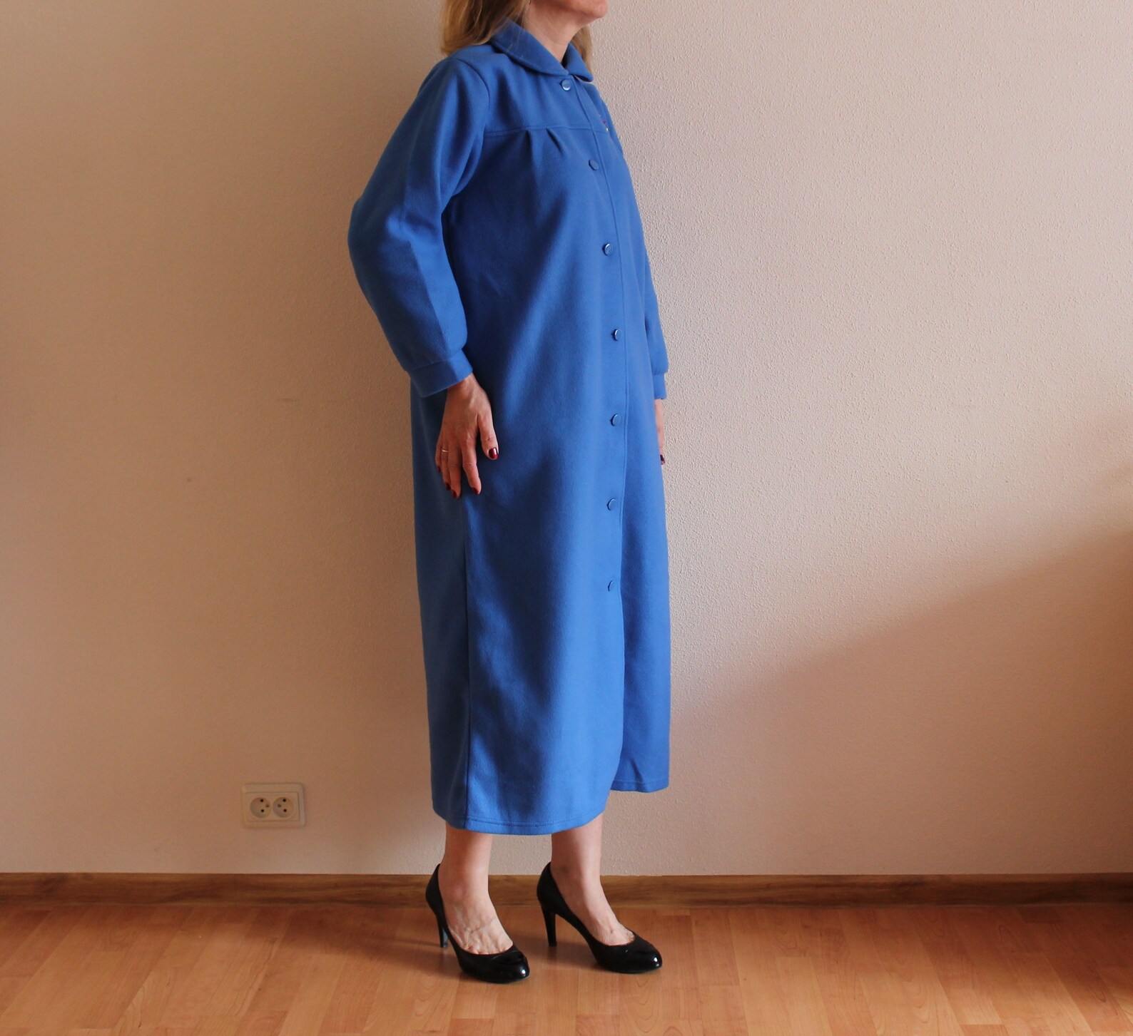 Vintage Dressing Gown Blue Housecoat Retro Housecoat Bathrobe Etsy