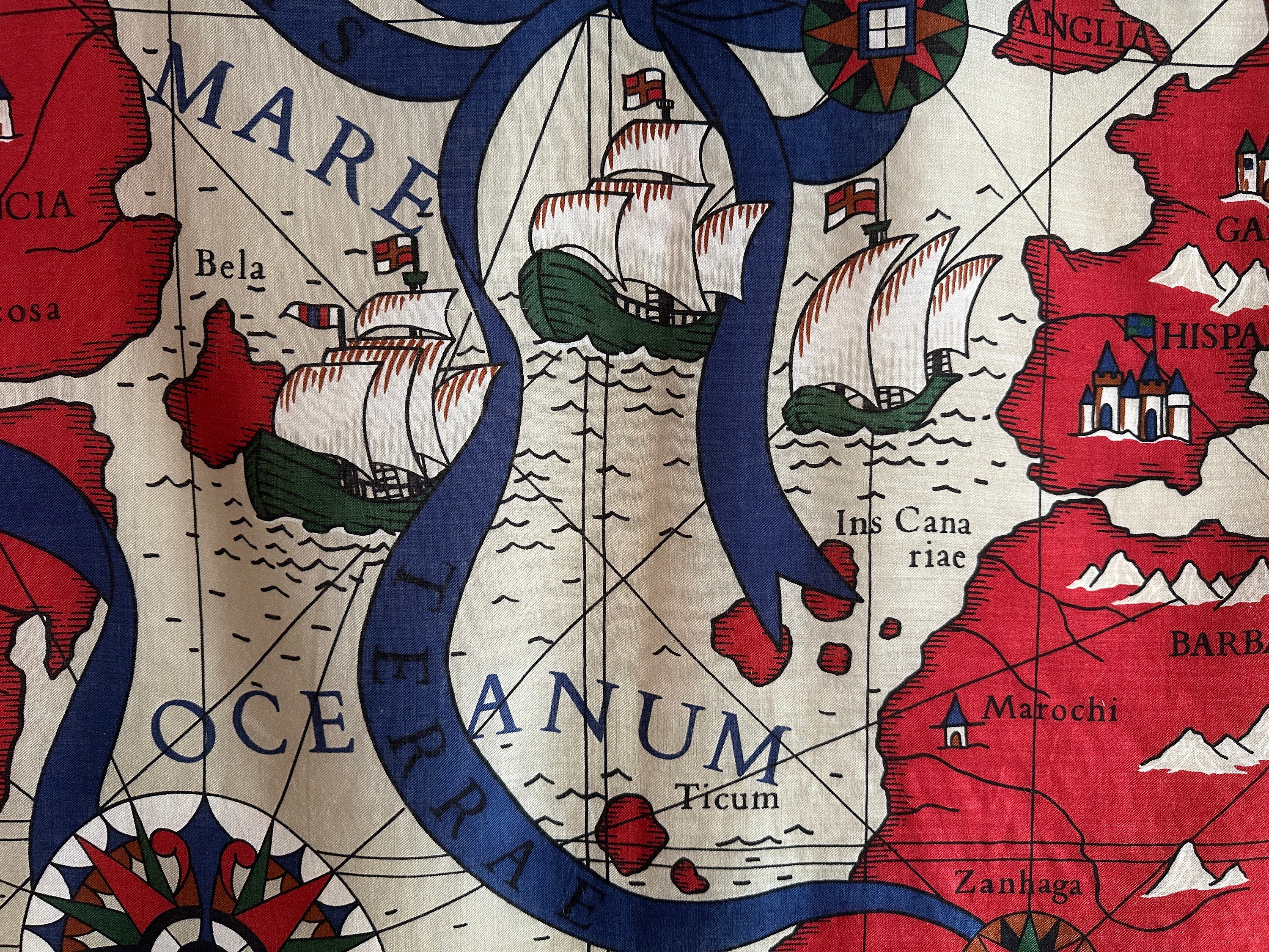 Fanciful Old World Map Earthtones Scarf