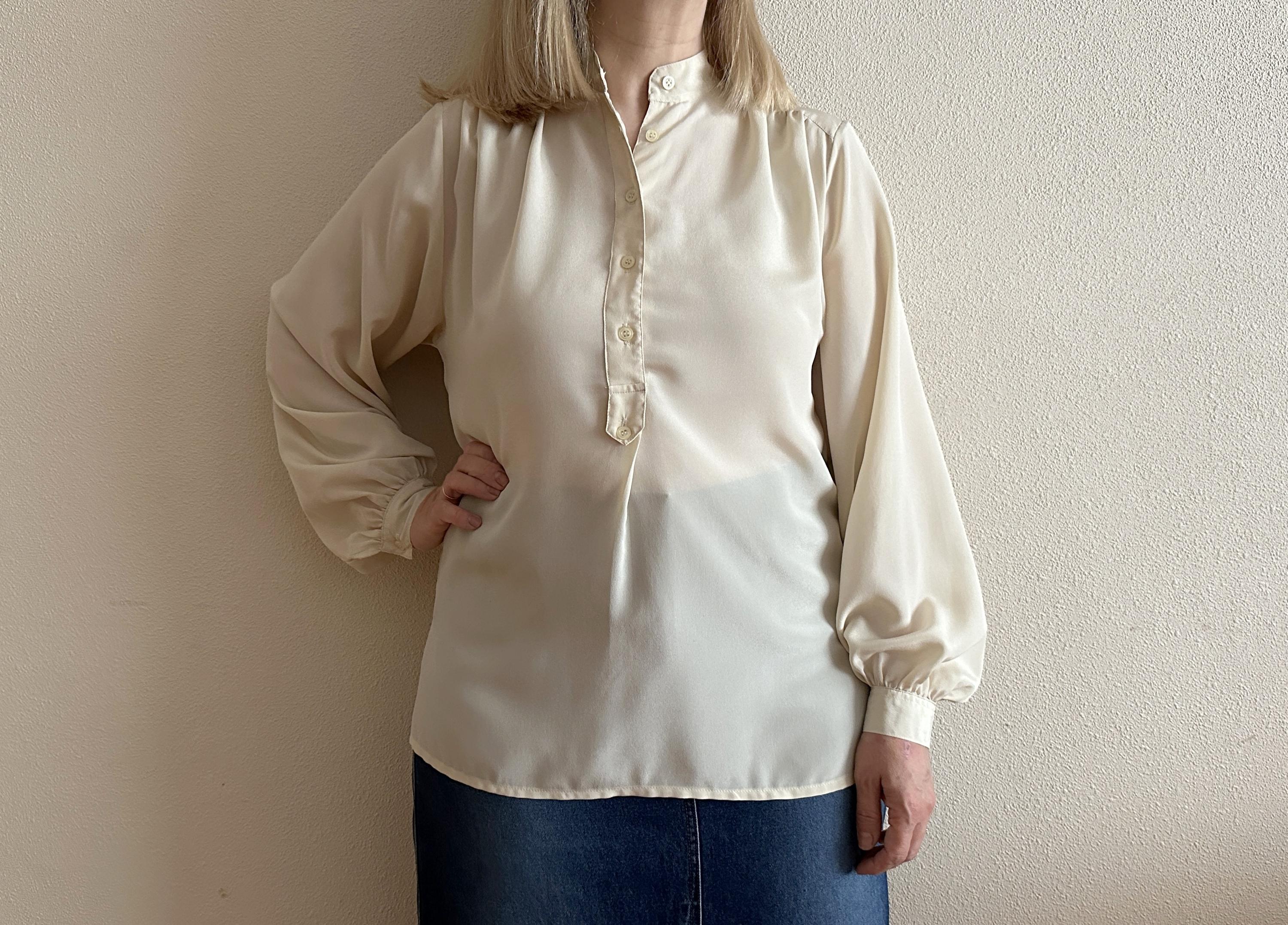 Daniel Duval Paris Vintage Blouse Ivory Women Blouse Long Sleeve