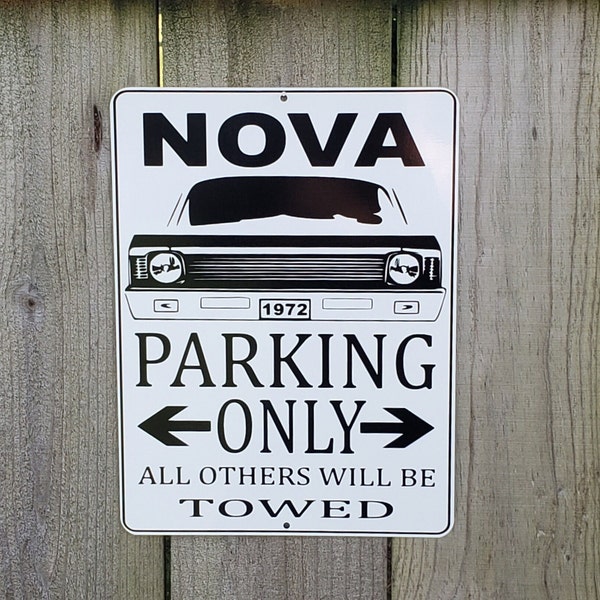 1968-1972 CHEVY NOVA  parking only sign black