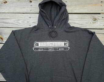 1972 CHEVY C10/K10 dark gray ,navy blue or black mens hoodie sweatshirt