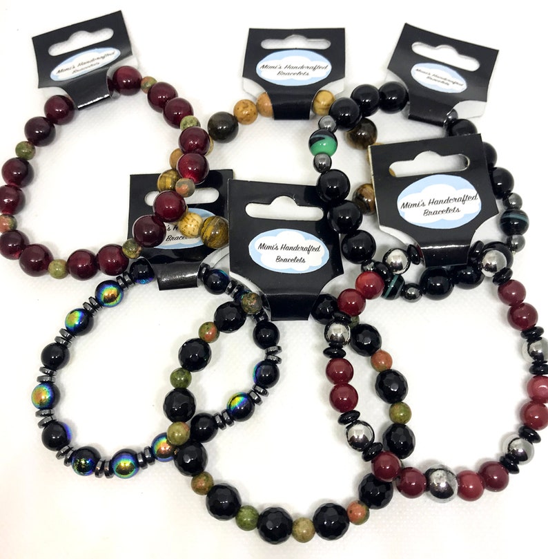 Stone Beads Multi color earth tones 6 count Women/'s Bracelet BRACELET GIFT BUNDLE Individually Wrapped
