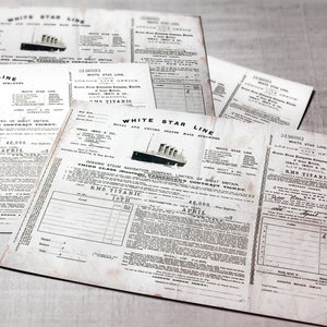 Titanic 3rd Class Ticket - Maiden Voyage (Set of 4) DIGITAL DOWNLOAD