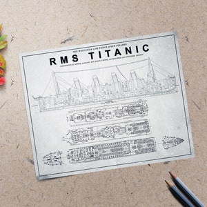 Planos de cubierta del RMS Titanic - 8x10&quot; *DESCARGA INMEDIATA*
