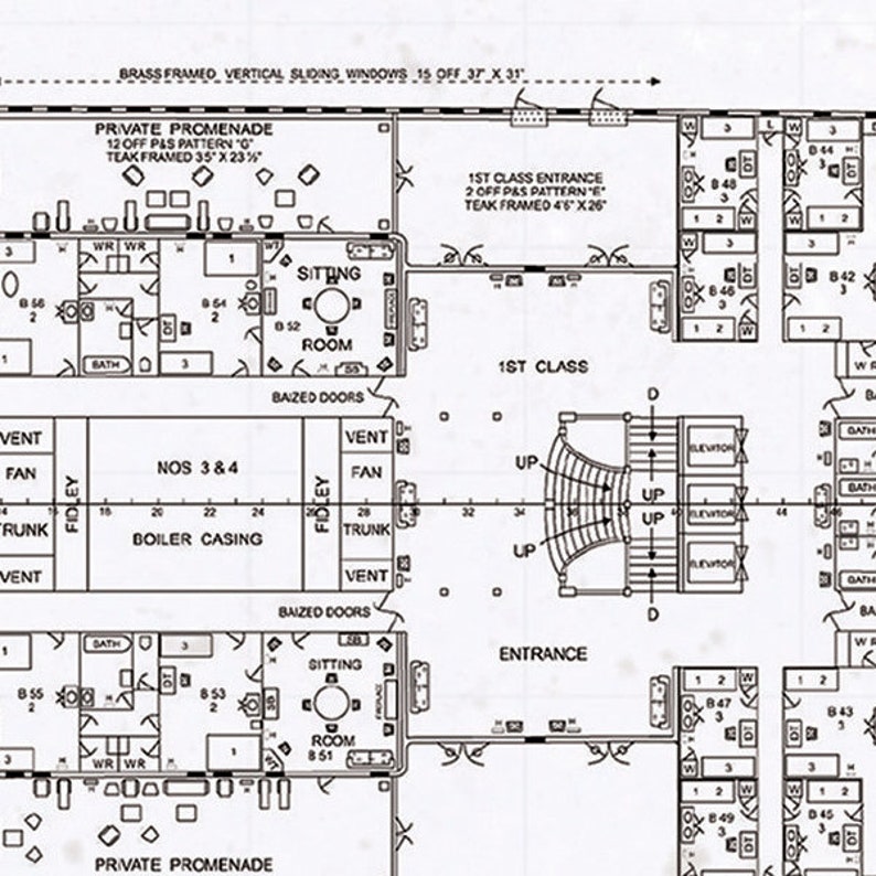 RMS Titanic Deck Plans Titanic Blueprints Poster | Etsy