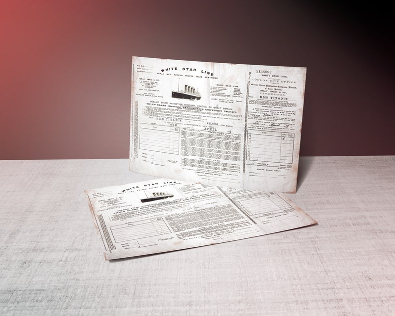 Titanic 3rd Class Ticket Maiden Voyage Set of 4 DIGITAL Etsy