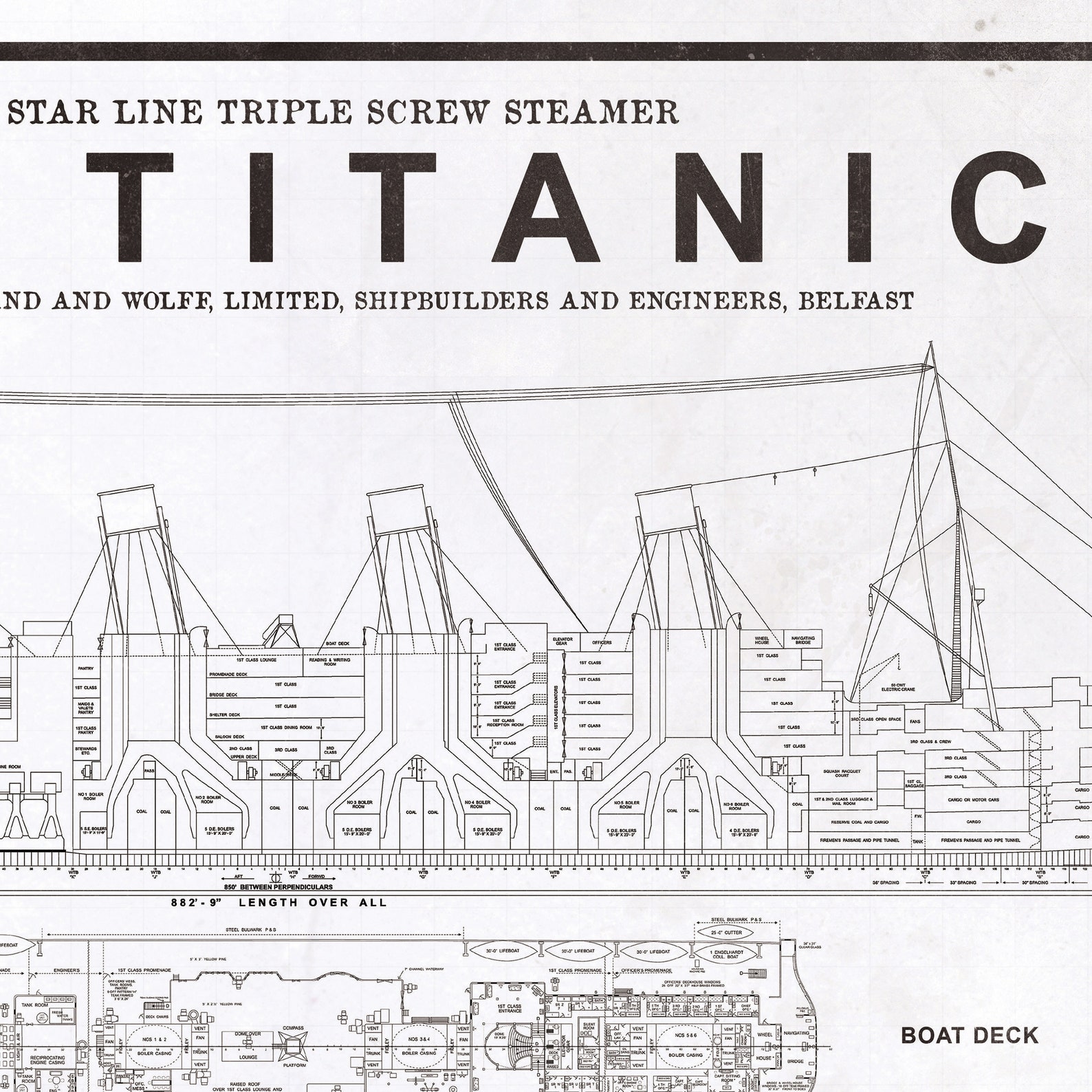 RMS Titanic Deck Plans Titanic Blueprints Poster Etsy Canada