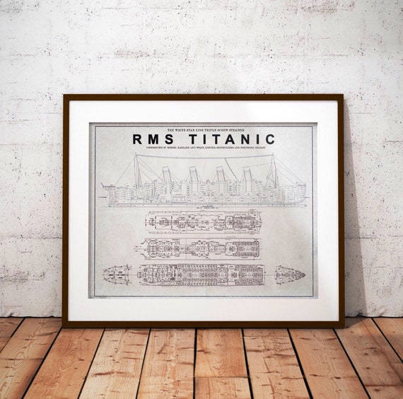 New Titanic Deck Plans Poster 20x16 Blue Or White Etsy