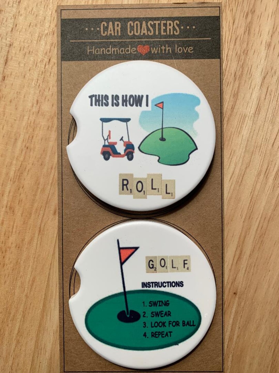 Golf Course Coaster Golf Car Coaster Pair - Etsy