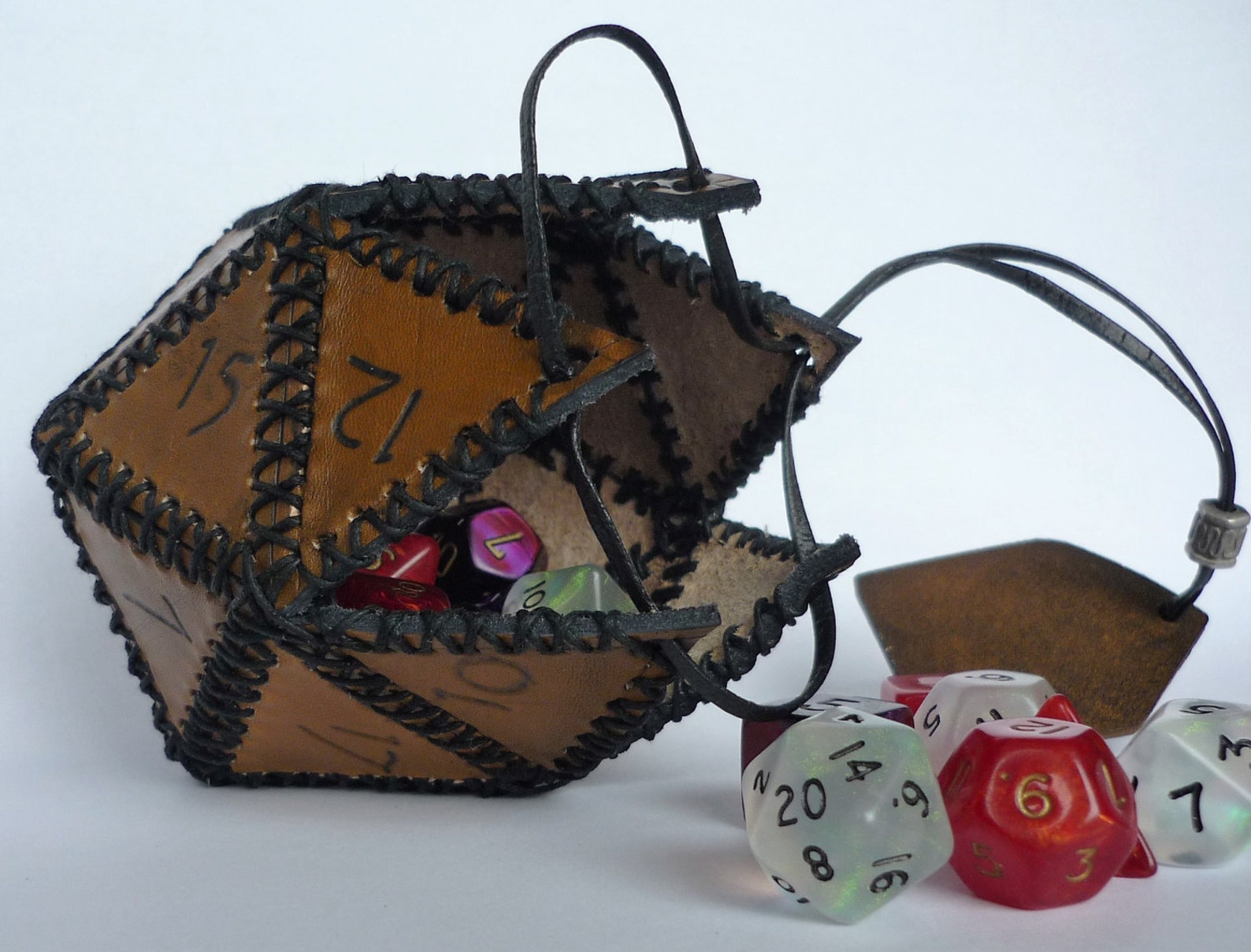 Leather D20 dice box Etsy