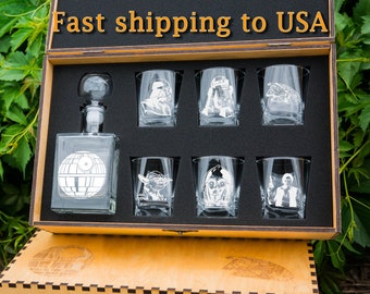 Personalized Gift Glasses Whiskey Decanter Set Whiskey Glasses Christmas Gift for Men Gift Decanter Wooden Box Gift Set Whiskey Gift Set