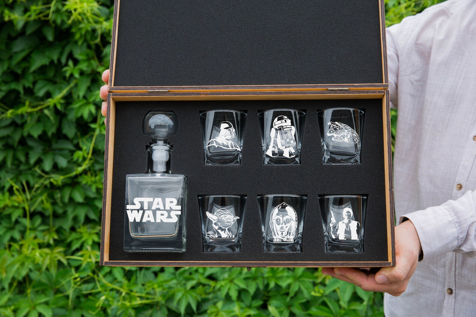 STAR WARS Glass Whiskey decanter Set 17 oz. & glasses Etsy