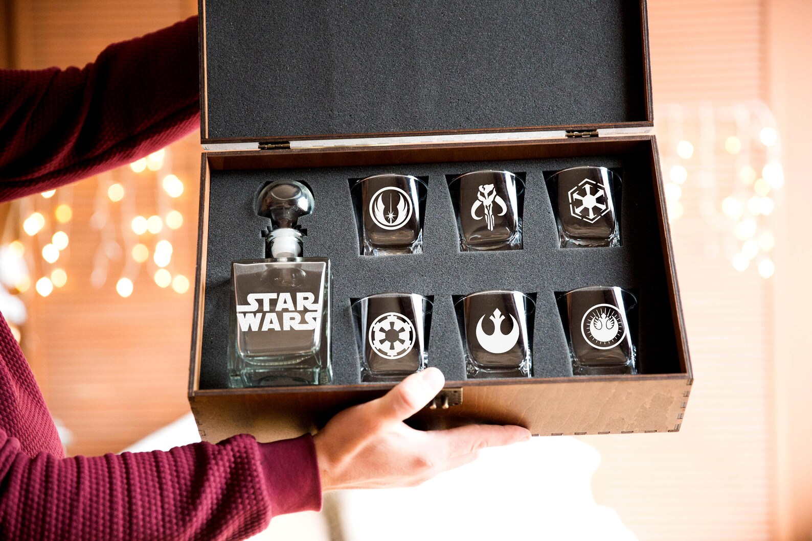 STAR WARS Glass Whiskey decanter Set 17 oz. & glasses Scotch Etsy