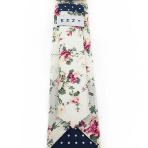 Cream White Floral Necktie, White Floral Necktie, Floral Tie, Mens Tie, Mens Skinny Tie, Floral Skinny Tie, Mens Floral tie image 2