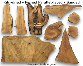 Piezas artesanales de madera de cerezo, formas variadas y delgadas, rodajas de madera con borde natural, material de madera en bruto, decoración rústica para el hogar #025