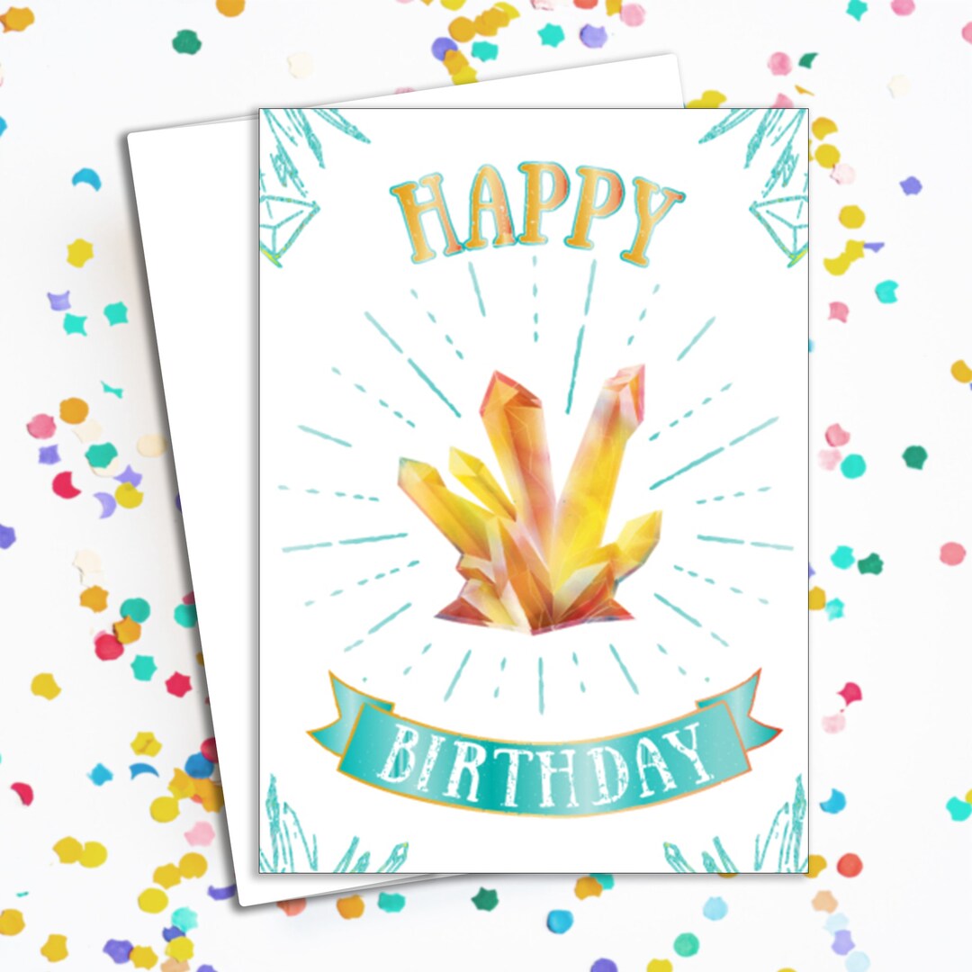 Crystal Happy Birthday Card Crystal Greeting Card Note Card Generic
