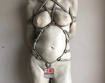 Luó - Nude Female Bondage Erotic Sculpture Wall Art Rope