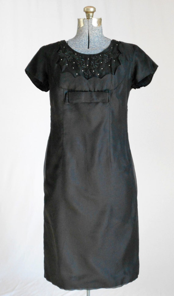 Vintage Dress 1950s Black Dress 50s Wiggle Dress M