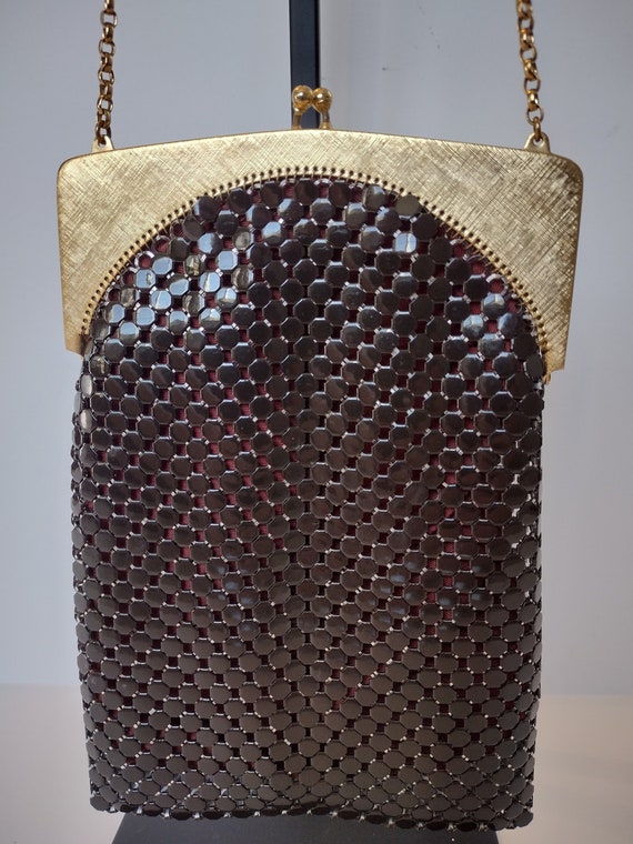 Vintage Purse Whiting and Davis Brown Metallic Me… - image 1