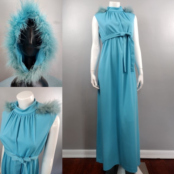 Vintage Maxi Dress 1970s Maxi Dress with Matching… - image 1