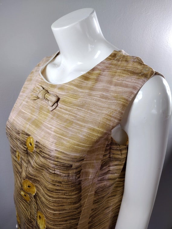 Vintage Dress Plus Size 1960s Shift Dress Soft Br… - image 5